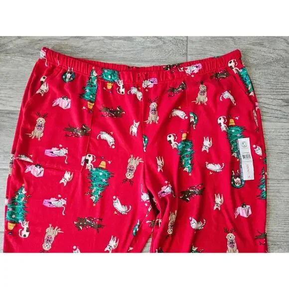 New Women's Joyspun Christmas Pajama Pants Dogs Cats Elastic Waist SZ 3X 22W-24W - Picture 7 of 11